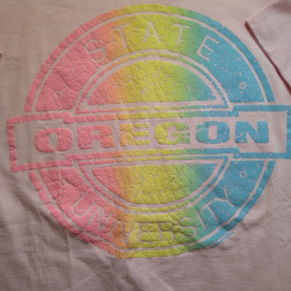 Vintage 90s Oregon State University Neon T-Shirt